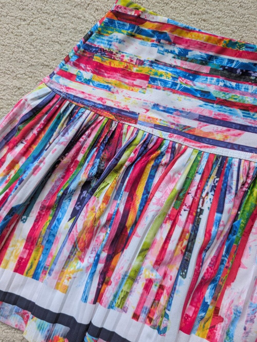 EUC Lucky in Love XL Techno Tropic Long Techno Stripe Pleated Skirt Tennis Skort - Picture 4 of 10